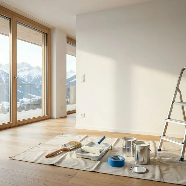 Professionelle Malerarbeiten in einem modernen Tiroler Zuhause durch Alpin Malerei Innsbruck