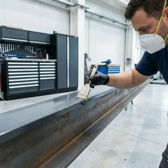 Professioneller Metall-Anstrich und Korrosionsschutz an einem Metallgeländer