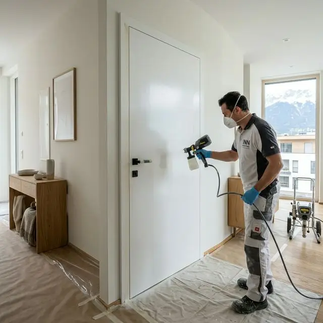 Professionell lackierte Zimmertür mit werksmäßiger Oberfläche in Innsbruck